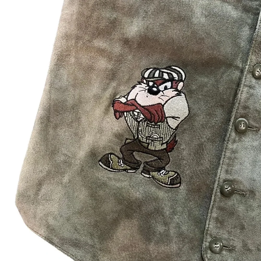 Vintage Looney Tunes Leather Vest Tasmanian Devil 